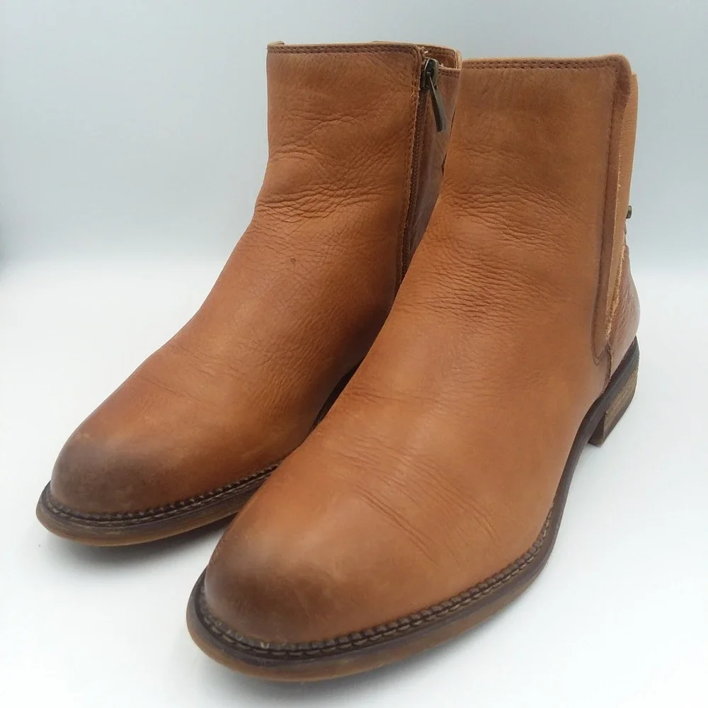 Franco Sarto Horrace Cognac Brown Leather Chelsea Boots Women's 10 Ankle Booties